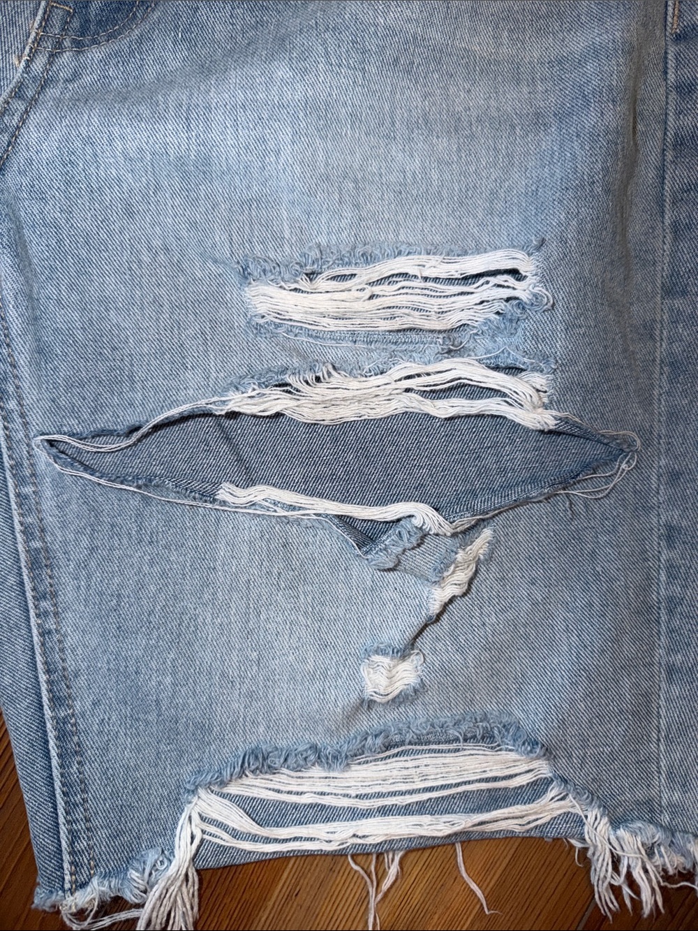 Vervet Light Blue Distressed Denim Jean Shorts - Picture 2 of 7